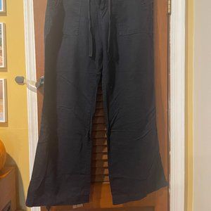 Banana Republic Navy Cotton linen wide leg pant, size 12